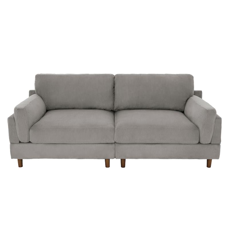 90" Oversized Corduroy Living Room Sofa With Reversible Cushions
