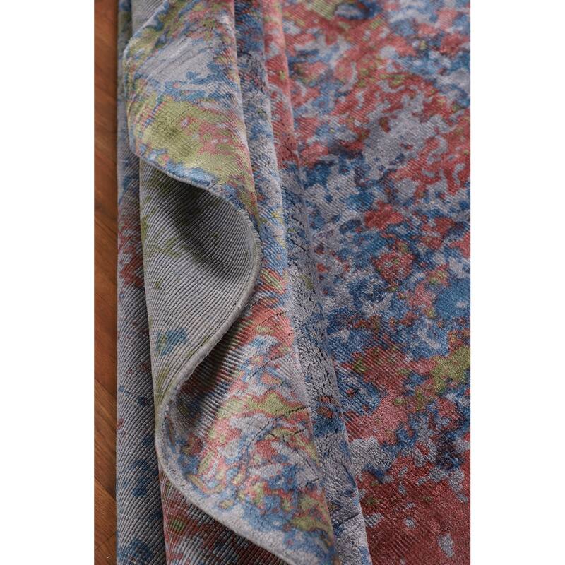 Contemporary Abstract Area Rug Handmade Oriental Wool Carpet - 6'0" X 7'9"