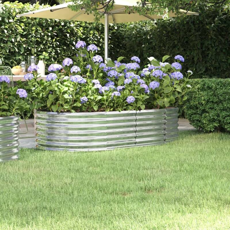 vidaXL Raised Garden Bed Raised Flower Bed Galvanized Steel Outdoor Planter - 59.8"x31.5"x14.2" - Silver