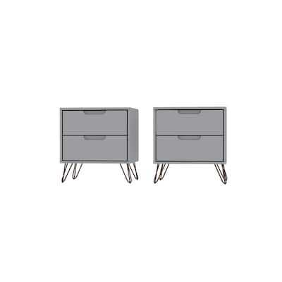 Manhattan Comfort Rockefeller 2-Drawer Nightstand (Set of 2)