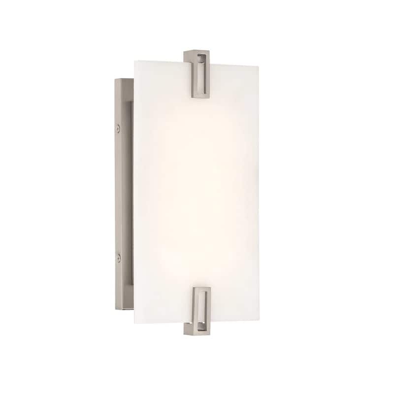 Minka Lavery 924-L Aizen 12" Tall LED Wall Sconce with Faux Alabaster - Brushed Nickel