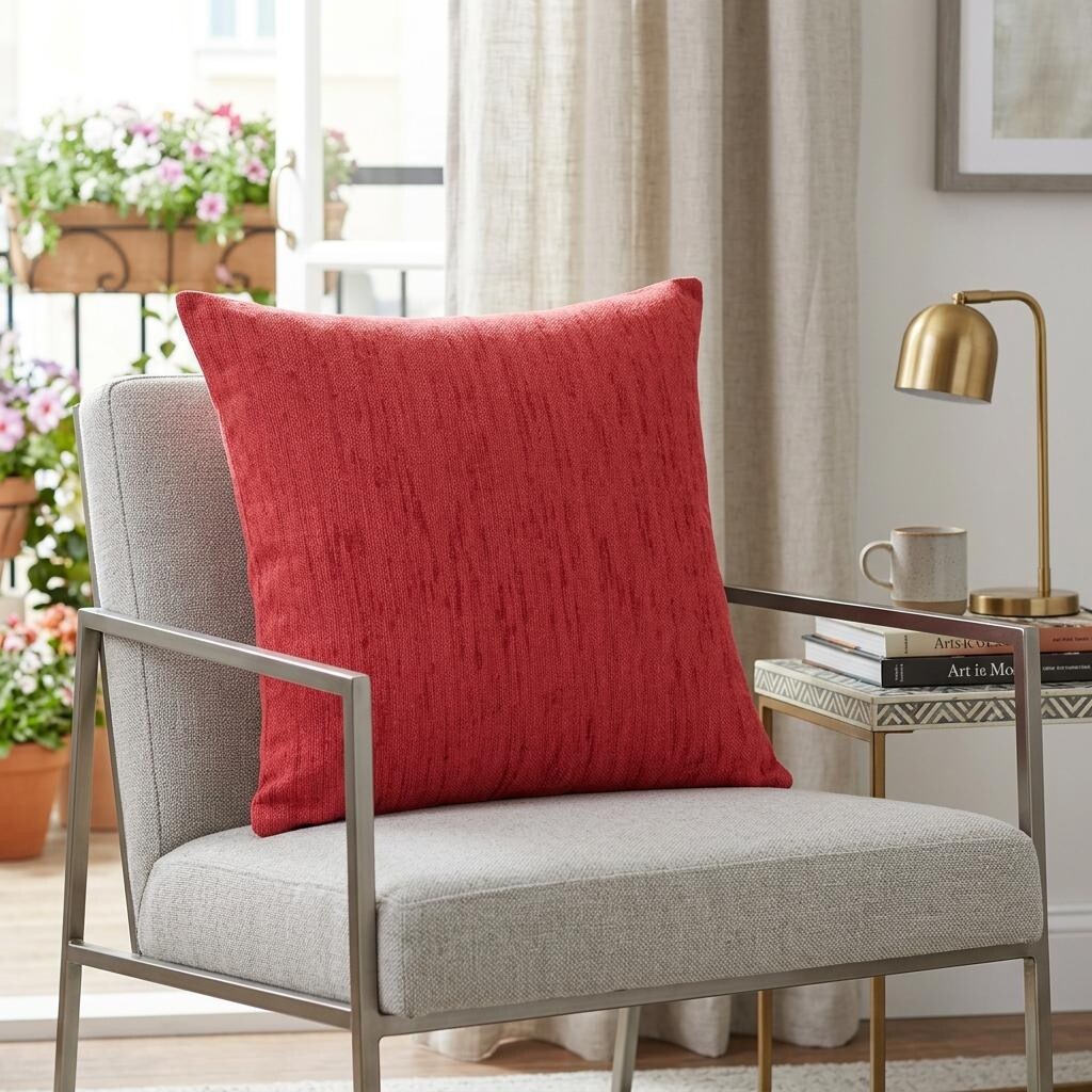 HomeRoots 20" X 20" Coral Linen Zippered Pillow