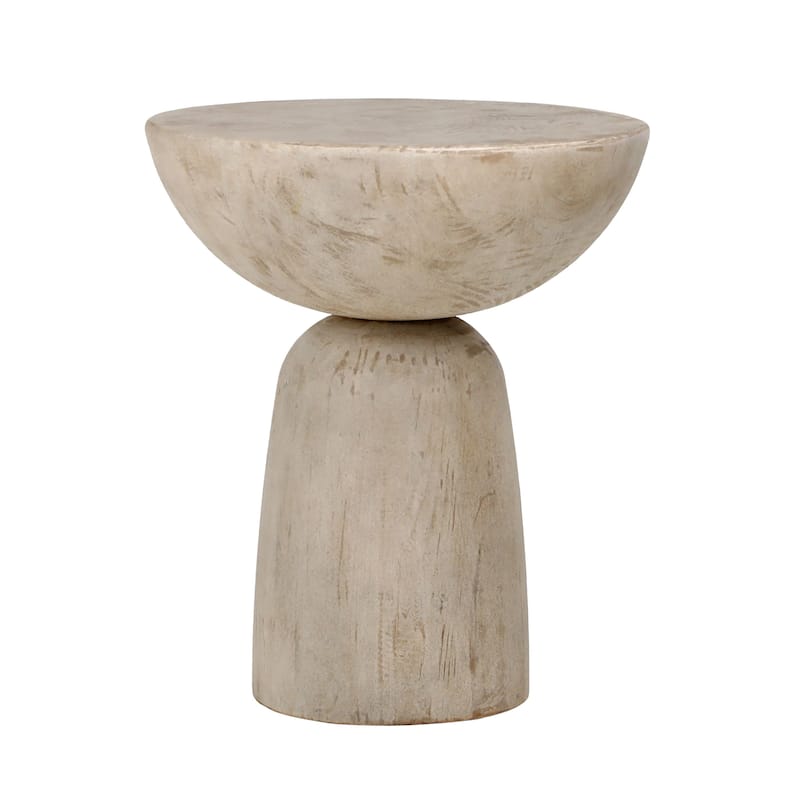 Balak Reclaimed Pine Round Modern Hourglass Side Table, Natural Pine
