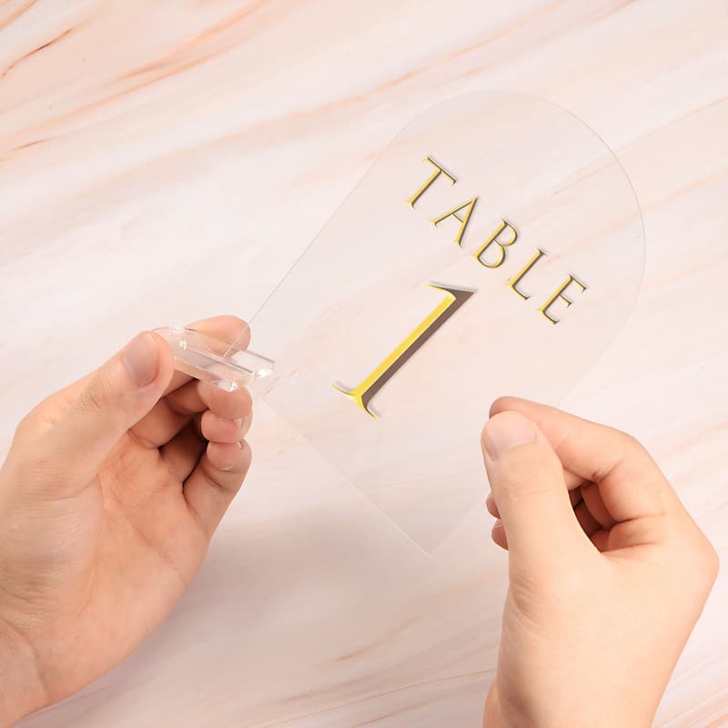 30pcs Clear Arch Acrylic Sign with Stand for Wedding Reception (5.7 x 3.7 Inch)