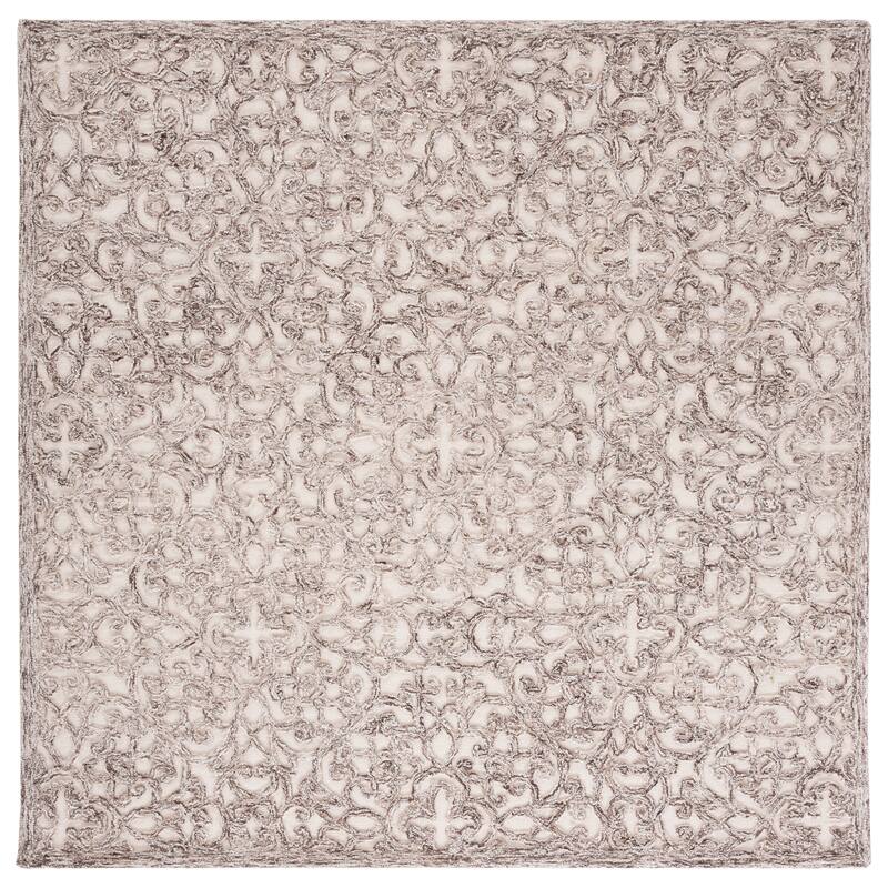 SAFAVIEH Handmade Trace Megane Modern Wool Rug - 8' Square - Brown/Ivory
