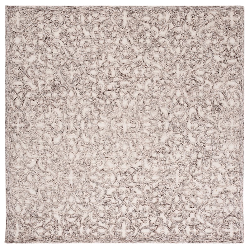 SAFAVIEH Handmade Trace Racheal Modern Wool Rug - 4' Square - Brown/Ivory
