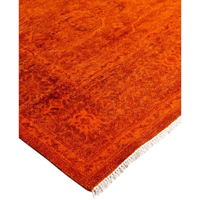 Overdyed One-of-a-Kind Hand-Knotted Area Rug - Orange - 4' 0" x 6' 3"