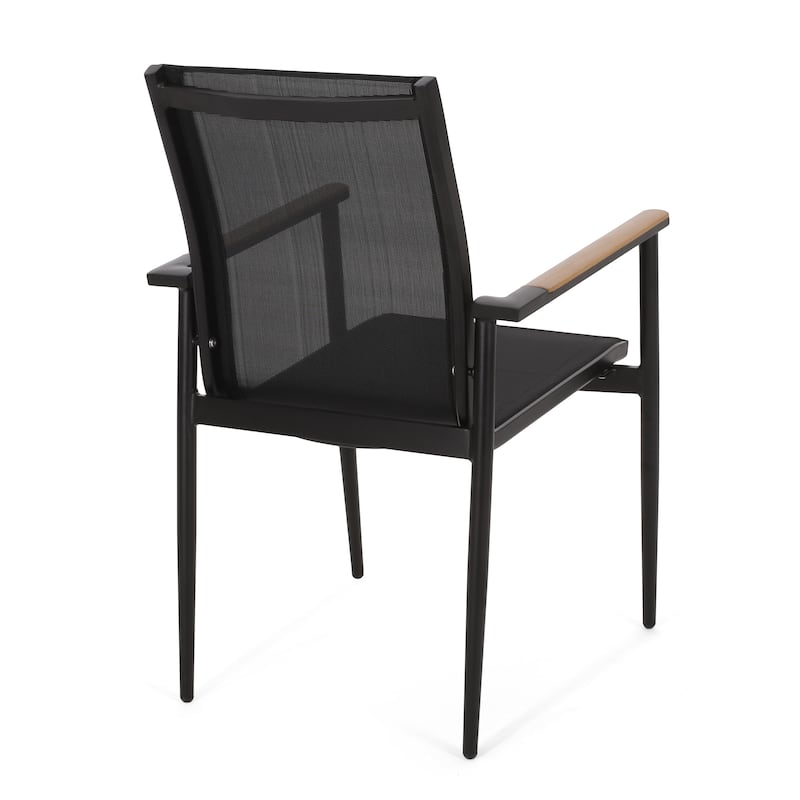 Stetson Mesh and Acacia Wood Outdoor 5 Piece Dining Set by Christopher Knight Home