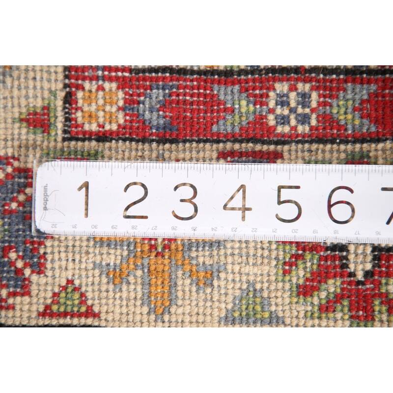 Kazak Oriental Foyer Rug Hand-Knotted Geometric Wool Carpet - 2'9" x 4'1"