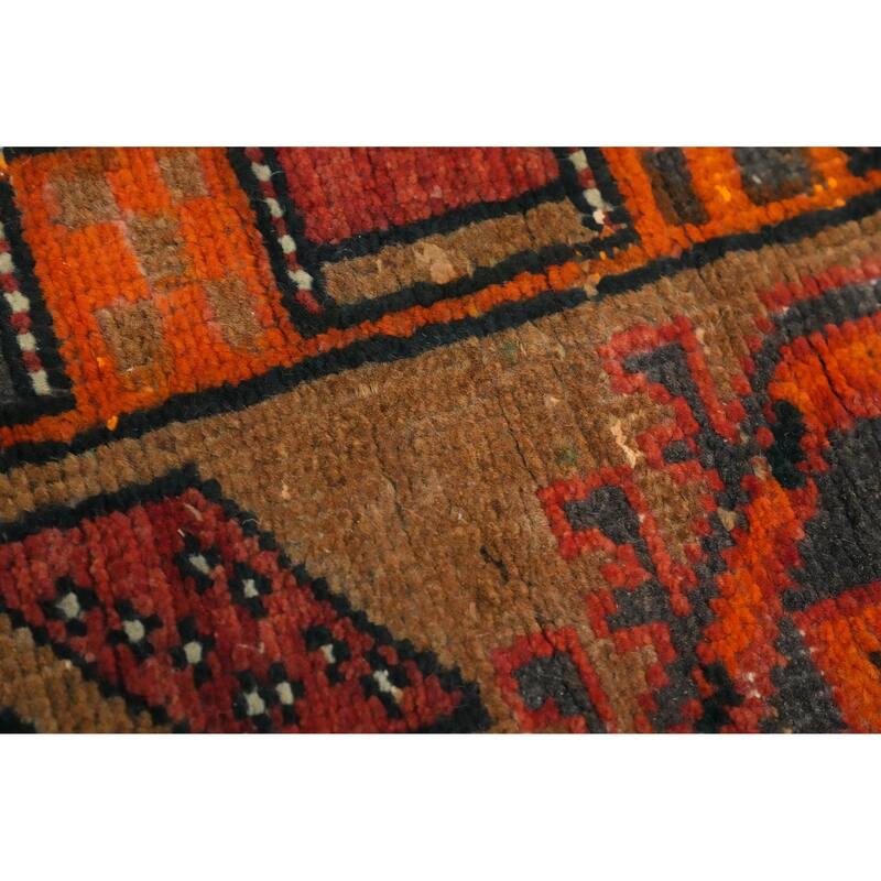 Hand Knotted Oriental 100% Wool Carpet Traditional Tribal Brown Ardebil Runner Rug - 10' 10'' X 3' 4''