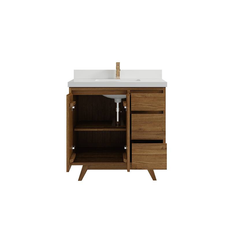 Willow Collections 36 in. W x 22 in. D Madison Teak Center Sink Bathroom Vanity with Countertop
