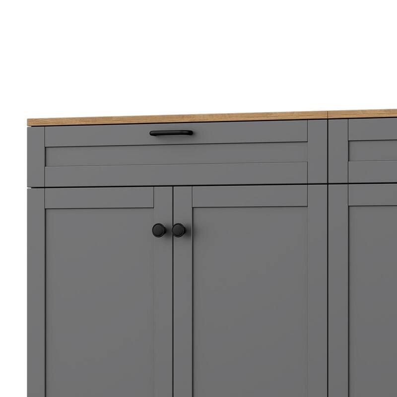 Farmhouse Style TV Stand Versatile Wood Grain Sideboard, for TVs up to 70 Inches with 2 Drawers, for Living Room/Bedroom, Grey