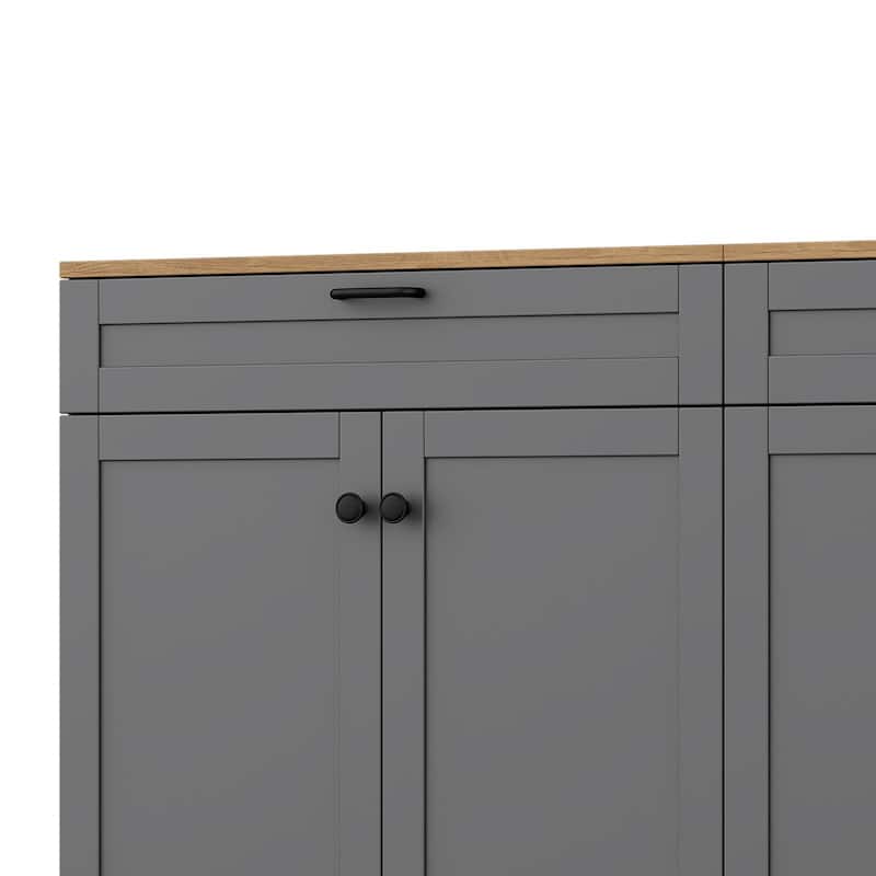 Roomfitters Rustic 3-Piece Entertainment Center for TVs up to 70", Mid-Century TV Stand with Bookshelves and Sideboard Storage