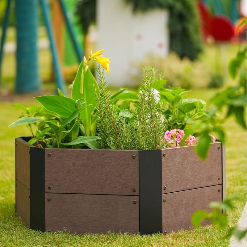 31.5X31.5X11.8Inch Hexagon Wood Raised Garden Bed Outdoor Planter Box for Lawn Yard and Patio - 80*80*30cm - 80*80*30cm