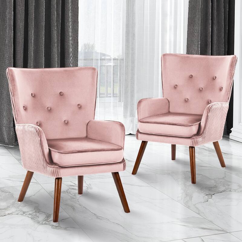 Velvet Upholstered Accent Chair Armchair for Living Room