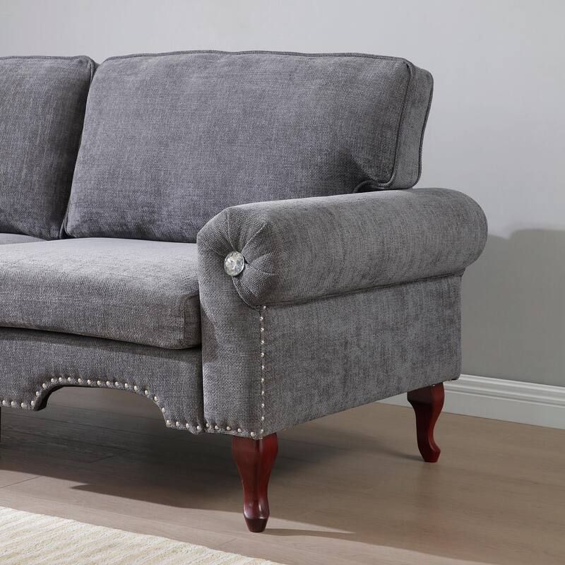 Linen Loveseat - Tufted Chesterfield Sofa