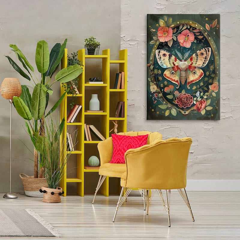 Stupell Victorian Moth & Florals Canvas Wall Art Design By The Dutch Lady