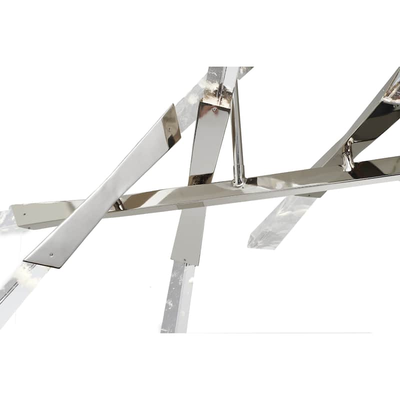 12-Light Dimmable Shiny Nickel LED Chandelier With Crystals