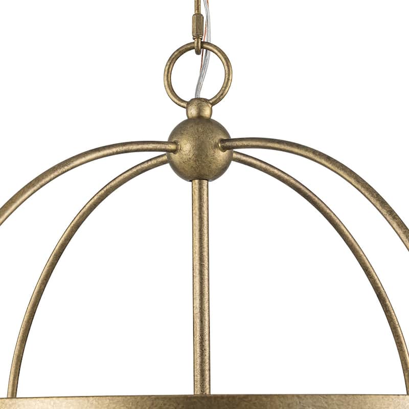 Mid-Century White Fabric Round Drum Cage Pendant Ambient Light