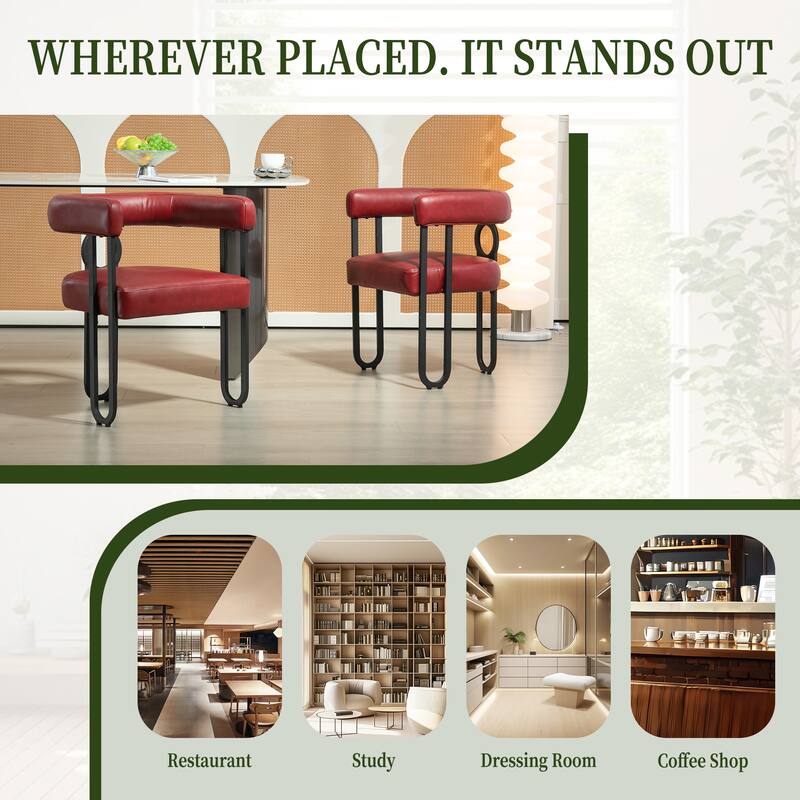 PU Accent Chair Dining Chair Barrel Side Chairs Armchair Set of 2