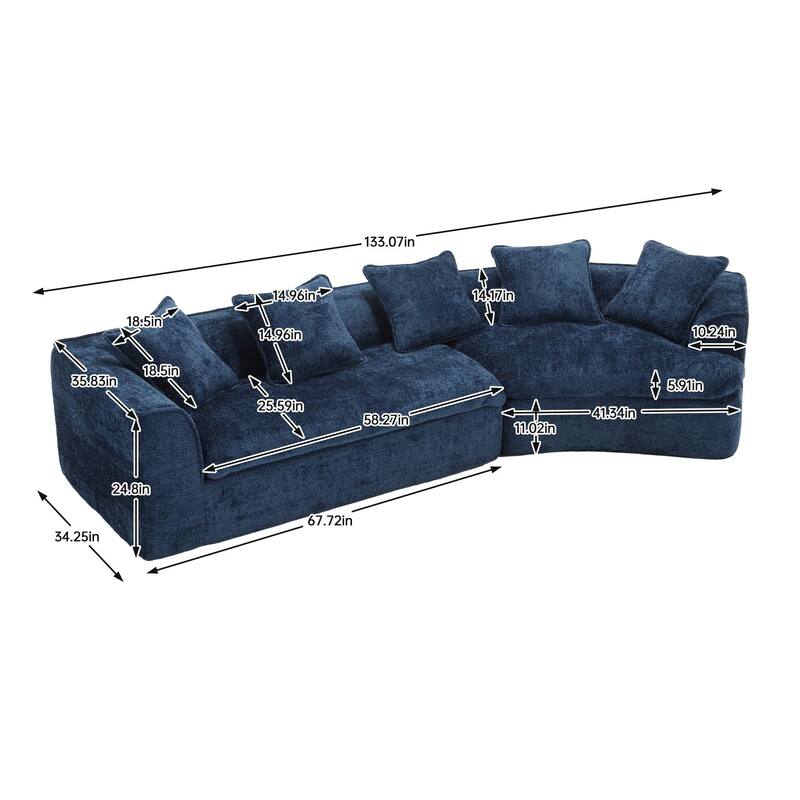 Modern Boucle 3-Seater Sofa with Double Seat and Corner Design, Oversized and Comfortable for Living Room or Office.