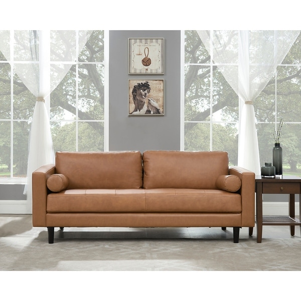 Madison mid century top deals grain leather sofa set