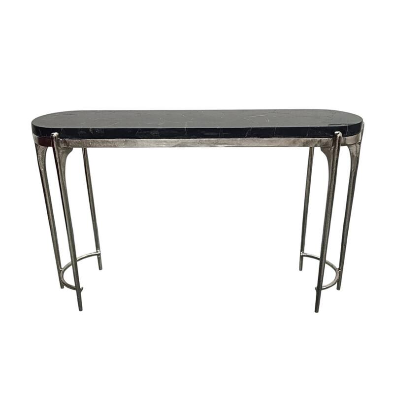 Contemporary Quartz Top Console Table - Narrow Sofa Table - 54" Black - 54.25"