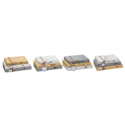 Transpac MDF Bee Book Stack w/Charm Set of 4 Spring Home Decorations