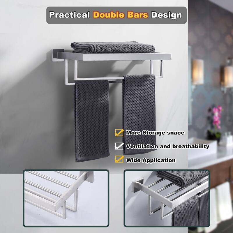 WOWOW 2-Tier Stainless Steel Bath Towel Rack