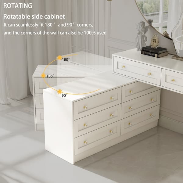 White Dresser & Vanity Set Luxurious Storage with Crystal Accents Desk - On  Sale - Bed Bath & Beyond - 40568692