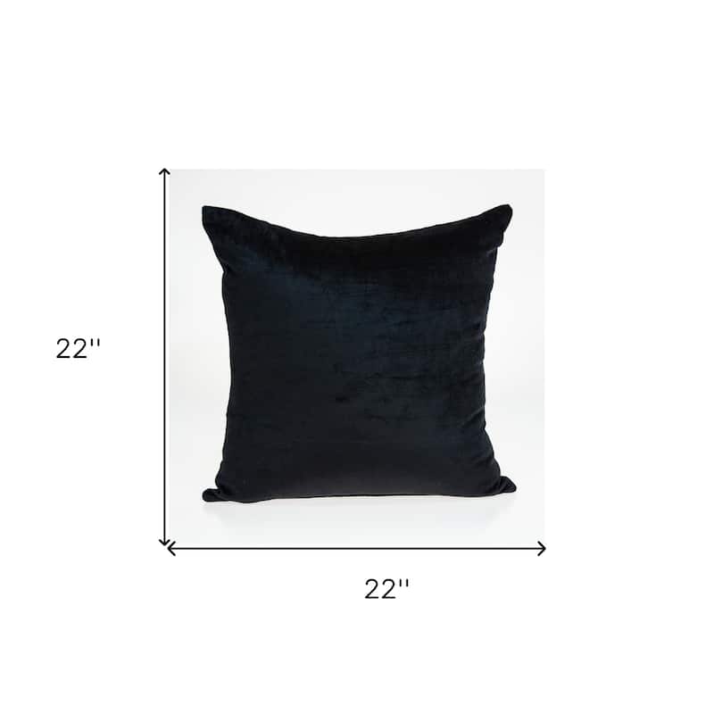 HomeRoots 22" Black Cotton Blend Solid Color Throw Pillow