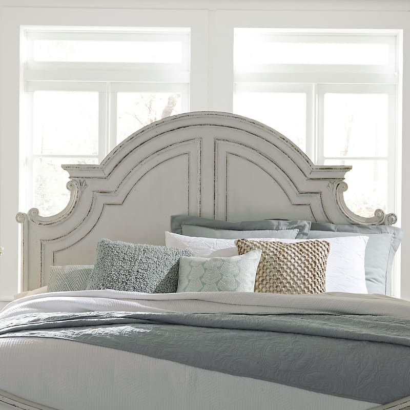 Magnolia Manor Antique White Weathered Bark California King Panel Bed