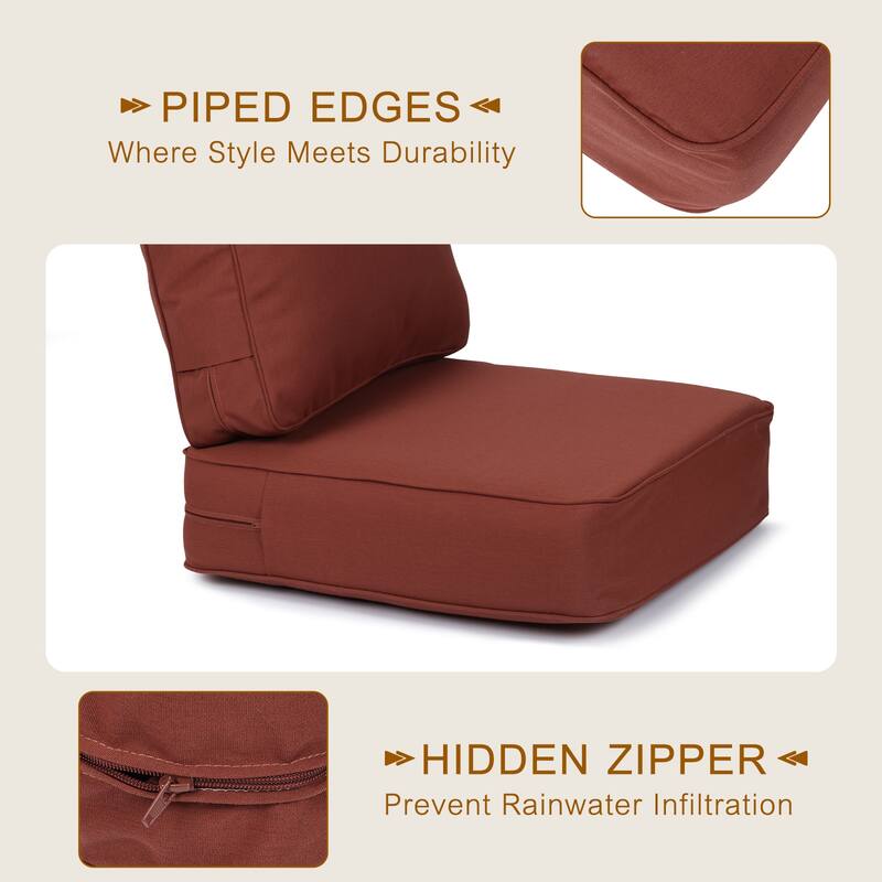 Aoodor 25x25x6 Inch Outdoor Patio Chair Cushions Set, Weather-Resistant Sunbrella Fabric Outdoor Cushion