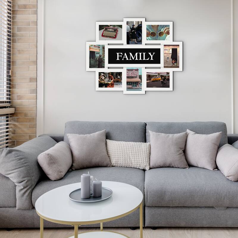 HELLO LAURA 8 Opening Family 6" x 4" Opening Wall Hanging Photo Frame - White