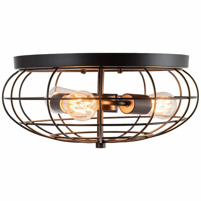 Semi Flush Mount Ceiling Light with Industrial Retro Design - 15.5" x 15.5" x 8" (L x W x H)