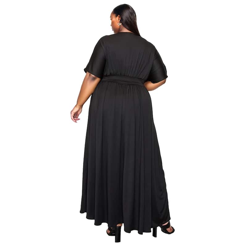 L I V D Women's Plus Size Raffi Pocket Empire Waist Maxi Dress
