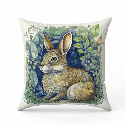 Breezy Bunny Faux Suede Reversible Throw Pillow Green and Gold