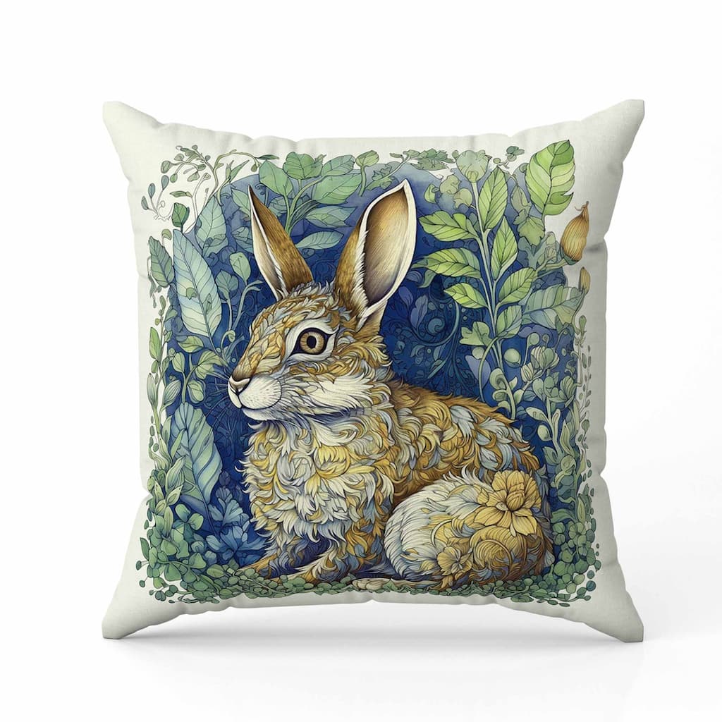 Breezy Bunny Faux Suede Reversible Throw Pillow Green and Gold