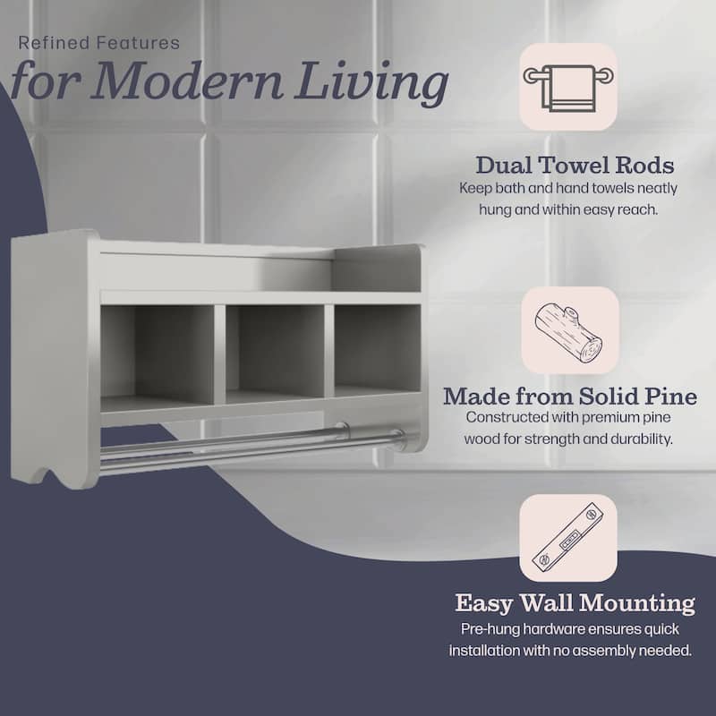 Alaterre 25-inch Wood Bath Storage Shelf