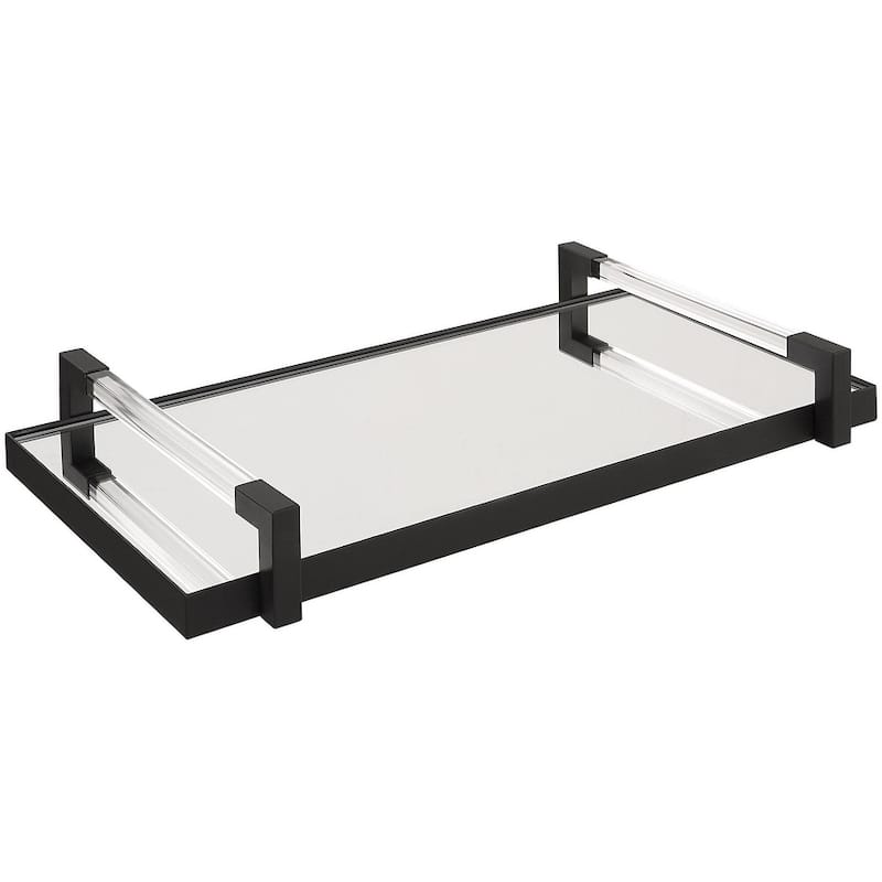 Uttermost 18082 Deki 23-3/4" Wide Acrylic and Iron Tray - Matte Black / Clear