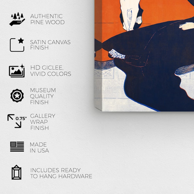 Wynwood Studio Canvas Fashion and Glam Woman reading a book - Edward Penfield Orange and Vintage Wall Art Canvas Print