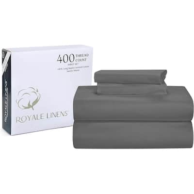 Royale Linen 400 Thread Count Cotton 4 Piece Sateen Sheet Set