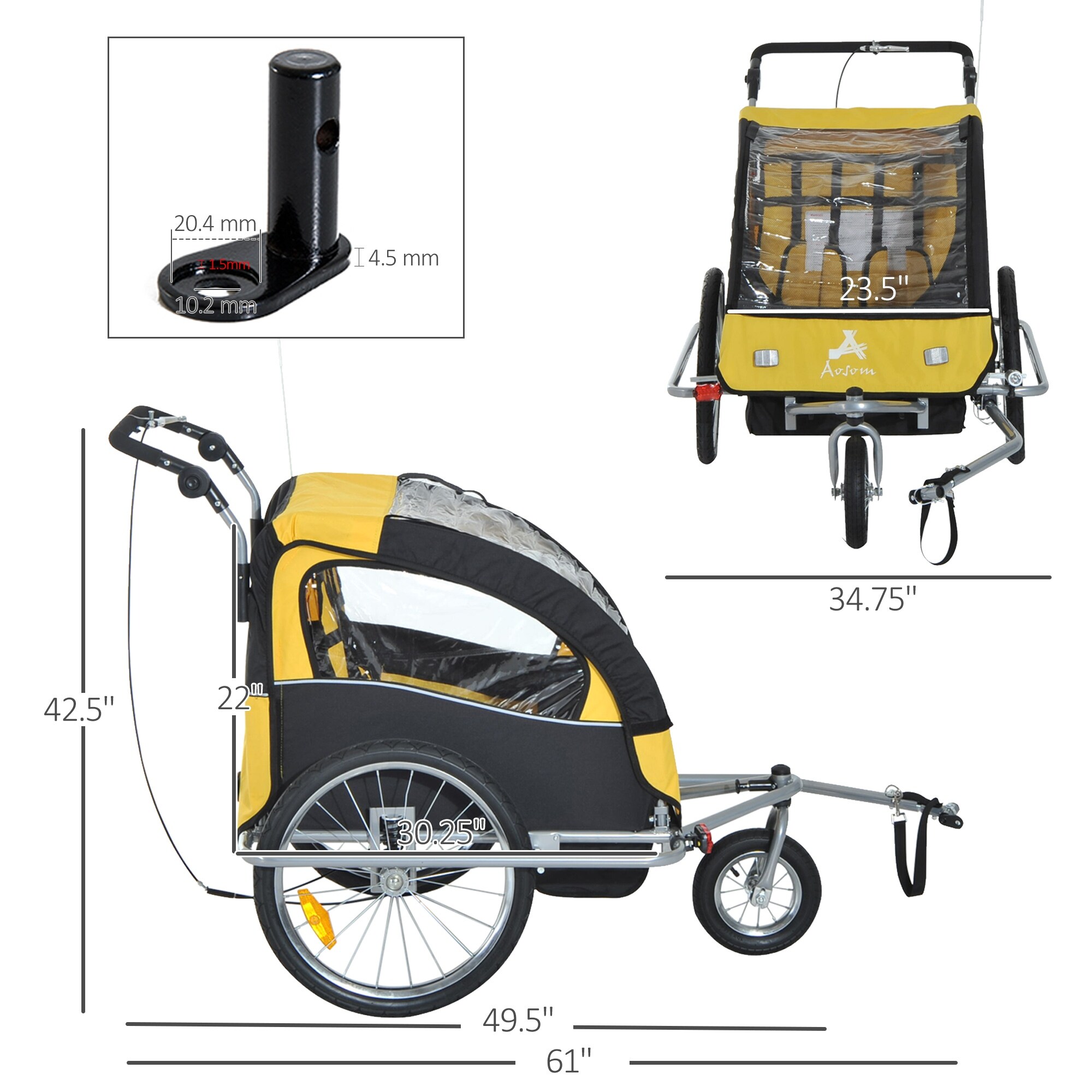 Aosom elite ii 3 in 1 double child bike trailer and stroller discount