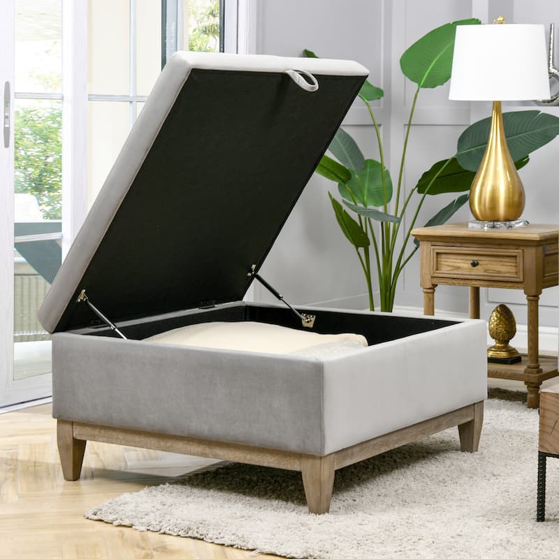 Knox 35" Modern Farmhouse Storage Cocktail Ottoman