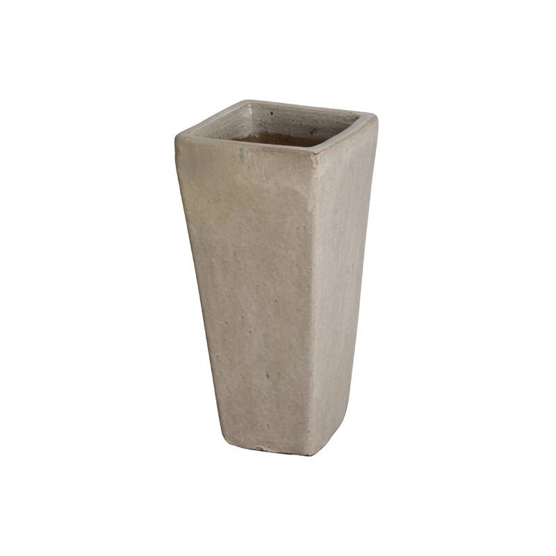 Distressed Tall Square Planter - White - Medium - Ceramic