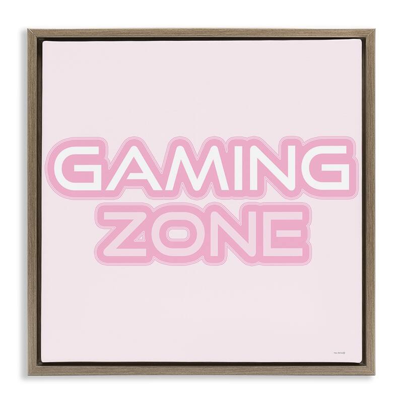 Stupell Pastel Pink Gaming Zone Framed Floater Canvas Wall Art Design By Yass Naffas Designs - 25 x 25 - Brown