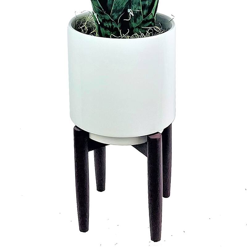 44-inch Synthetic Snake Plant in White Ceramic Plant Stand