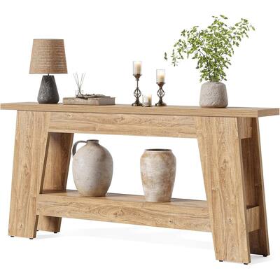 71'' Extra Long Entryway Console Table, 2-Tier Sofa Table Behind Couch