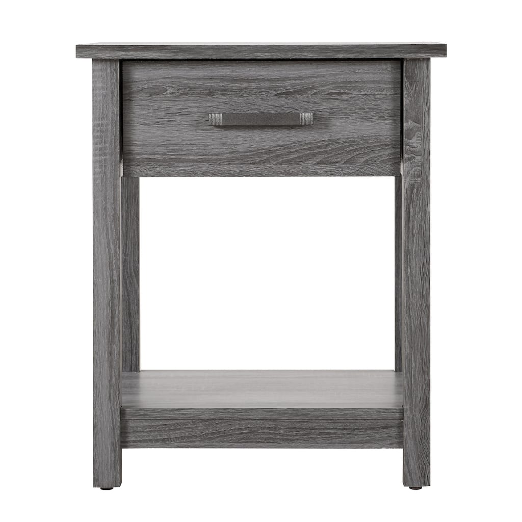 Pull Drawer Wood Nightstand with Storage Shelf - 24" - Gray