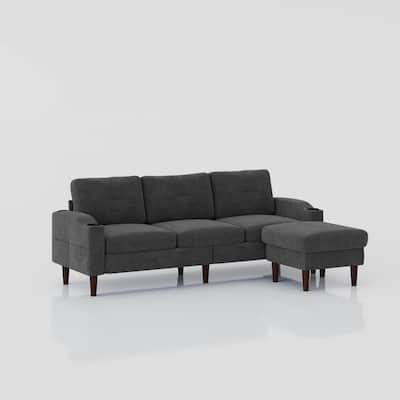 Modern Convertible L-Shaped Sectional Sofa with Storage Footstool for Home Office